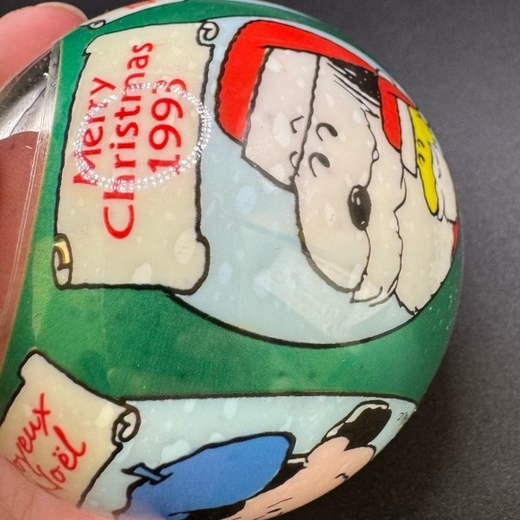 Hallmark Peanuts Glass Ball Ornament 1993 Snoopy Woodstock Charlie Brown Xmas - Picture 8 of 8